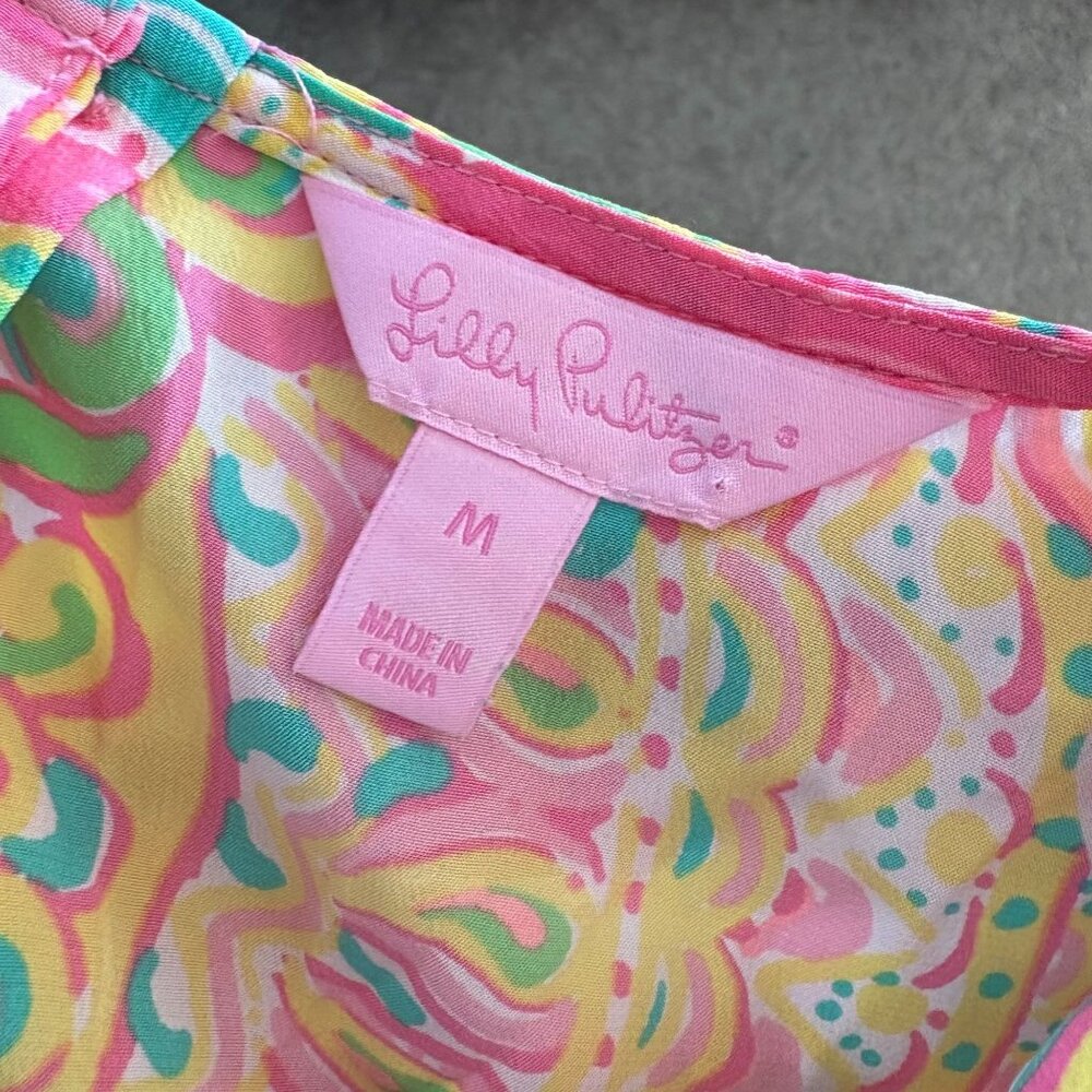 Lilly Pulitzer Pink Yellow Green Paisley Sleeveless Top - Picture 4 of 4